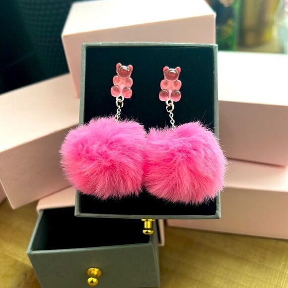 Gummy Bear Poof dangle Earrings - Picture 1 of 12